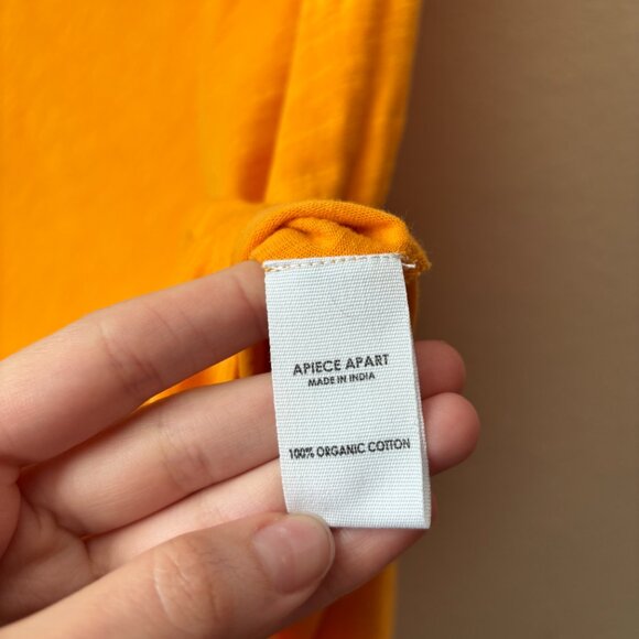 Apiece Apart Organic Cotton Vanina Cinched Tie Waist Midi Dress in Creamsicle - Picture 8 of 11